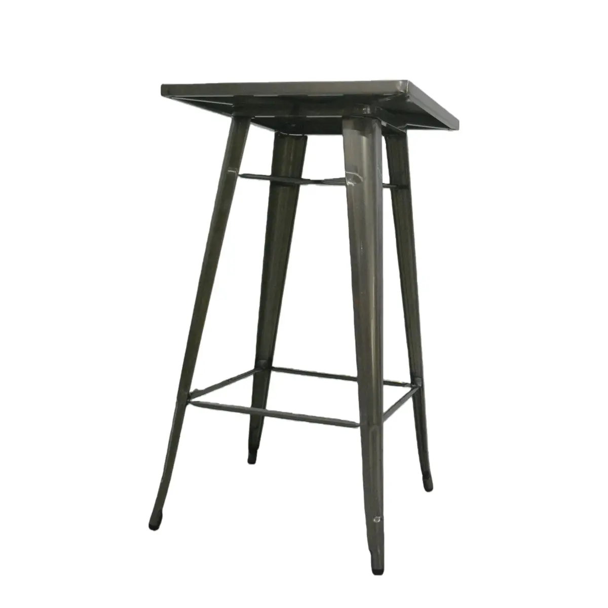 Mange-debout industriel carré métal Vernis Clair 60x60cm – Table haute CHR H105cm avec repose-pieds - Tables-1