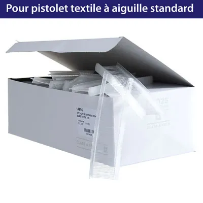 Attache étiquette pour pistolet textile aiguille standard 40mm, polypropylène - Boîte de 5000 - Attaches pour pistolet textile