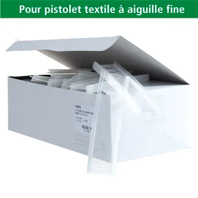 Attache étiquette pour pistolet textile aiguille fine 50mm, polypropylène - Boîte de 5000 - Attaches pour pistolet textile