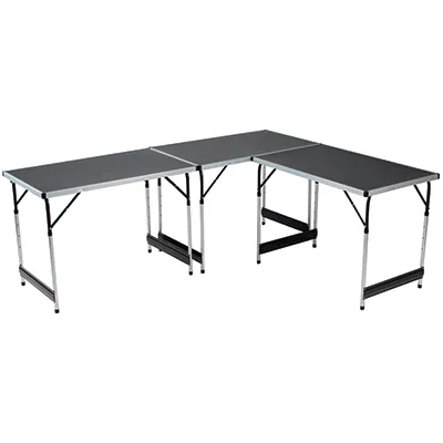 Lot de 3 tables pliantes multifonctions en aluminium pour marché - Etalages de marché