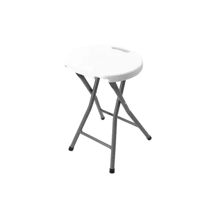 Tabouret pliant plastique HDPE blanc ø 30 x H 46 cm - Tabouret pliable - Chaises de terrasse