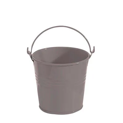 Mini-Seau en zinc ø 6 x 5,7 cm - Petit seau à garnir déco - Gris - Paquet de 10 - Accessoires et Objets déco