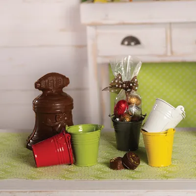 Mini-Seau en zinc ø 6 x 5,7 cm - Petit seau à garnir déco - Gris - Paquet de 10 - Accessoires et Objets déco-1