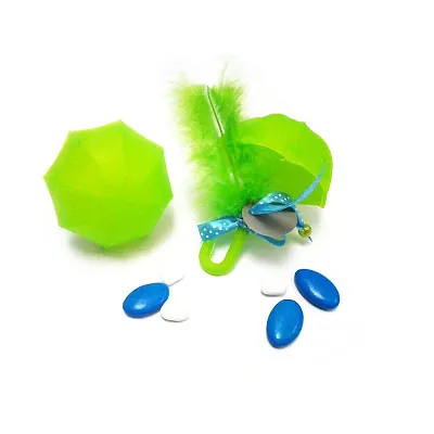 Boîte à bonbons Parapluie en plastique ø 8 x 10,5 cm - Boite dragées - Vert anis - Lot de 5 - Cornets à dragées-2