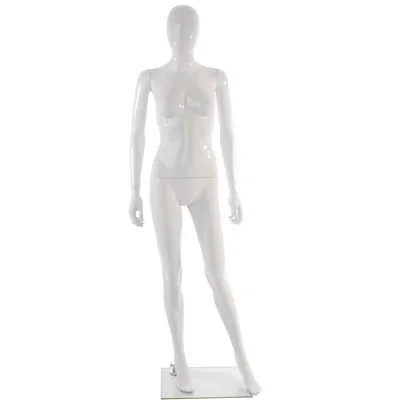 Mannequin femme en plastique finition laquée, bras le long du corps - Mannequins abstraits