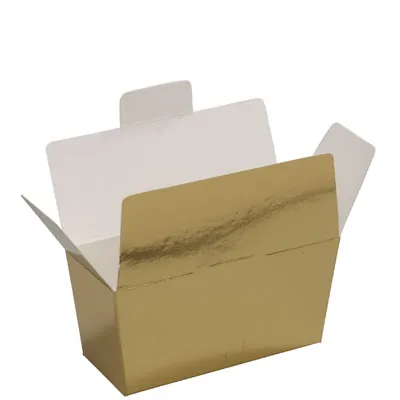 Ballotin chocolat carton or intérieur blanc 375g 13 x 7 x 6,3 cm - Ballotin chocolat vide - Lot de 25 - Ballotins chocolats