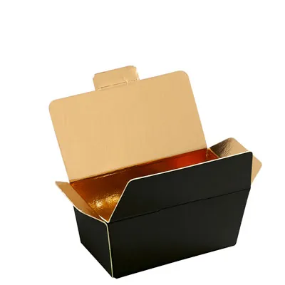 Ballotin chocolat carton noir intérieur or 250g 11 x 6 x 5,8 cm - Ballotin chocolat vide - Lot de 25 - Ballotins chocolats