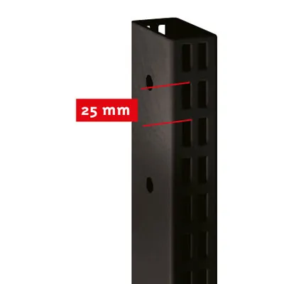 Montant 2 faces double perforation - Ligne Store noir pas de 25 mm-1