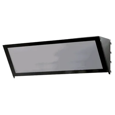 Bandeau d'en tête incliné de gondole avec plexi L 133 cm - Noir - Ligne Store noir pas de 25 mm