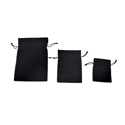 Sachet coton noir 9 x 12 cm avec cordon de serrage - Paquet de 10 - Sachets coton-1