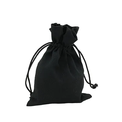 Sachet coton noir 12 x 17 cm avec cordon de serrage - Paquet de 10 - Sachets coton-1