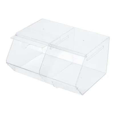 Présentoir acrylique 2 compartiments 38 x 30 x 20 cm - Bac de présentation - Bac vrac - Supports Plexi-1