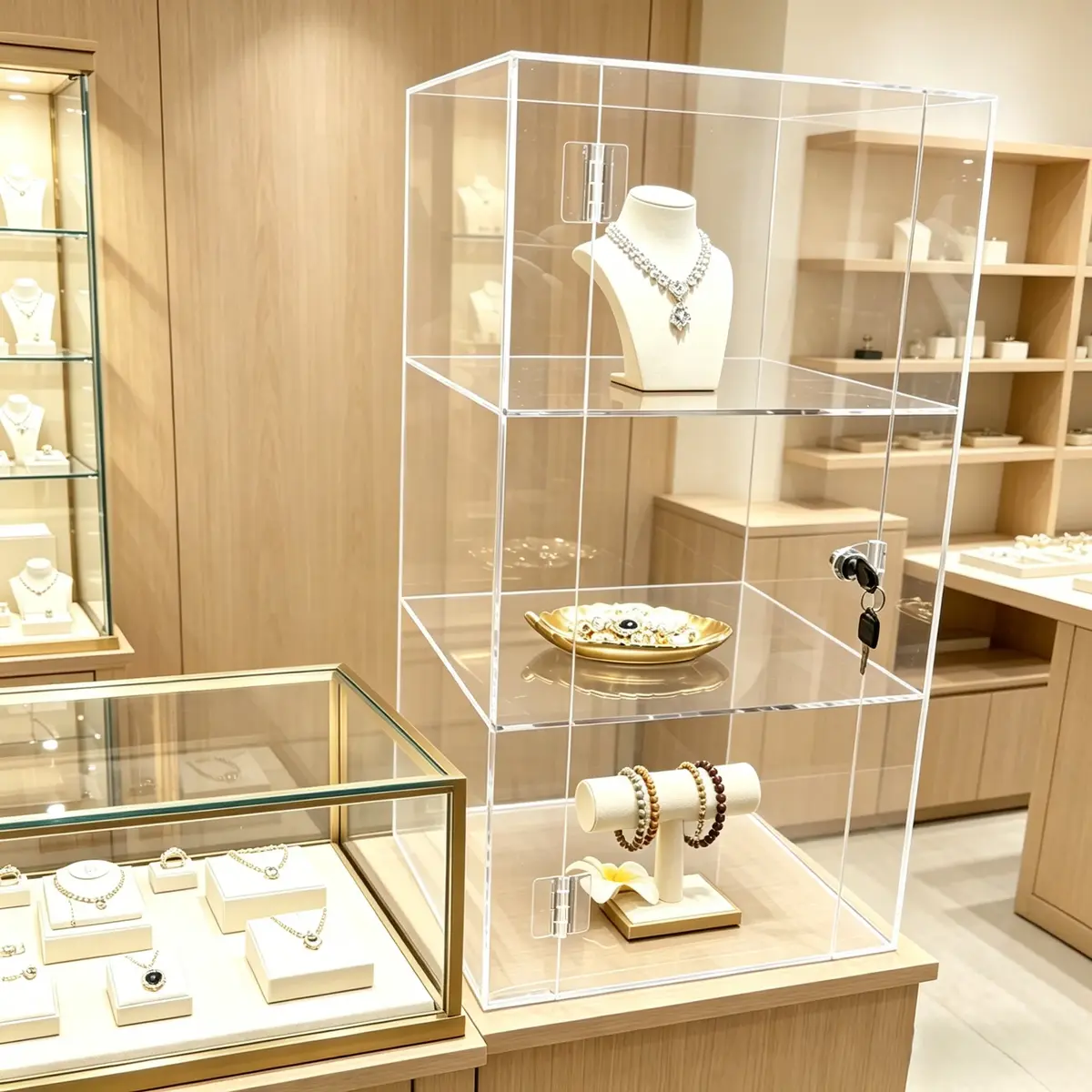 Vitrine de comptoir 3 niveaux plexi 30 x 30 x 60 cm - Présentoir de comptoir - Vitrine présentoir - Vitrines de comptoir-1