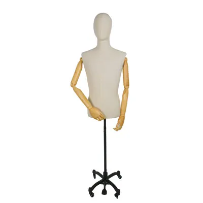 Buste couture homme H 90 cm Écru - Mannequin couture homme - Bustes couture, torses couture-1
