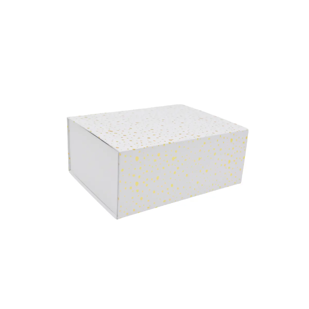 Boîte cadeau pliable blanche à pois or 29x22x12cm – Paquet de 5 - Boites cadeaux carton pliables