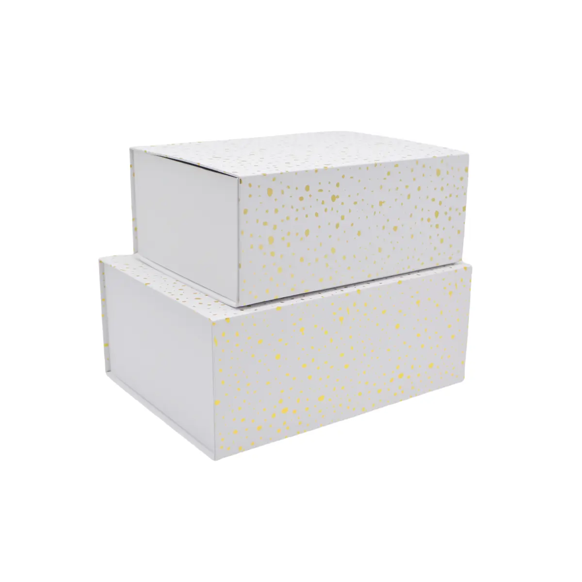 Boîte cadeau pliable blanche à pois or 33x25,5x14cm – Paquet de 5 - Boites cadeaux carton pliables-3