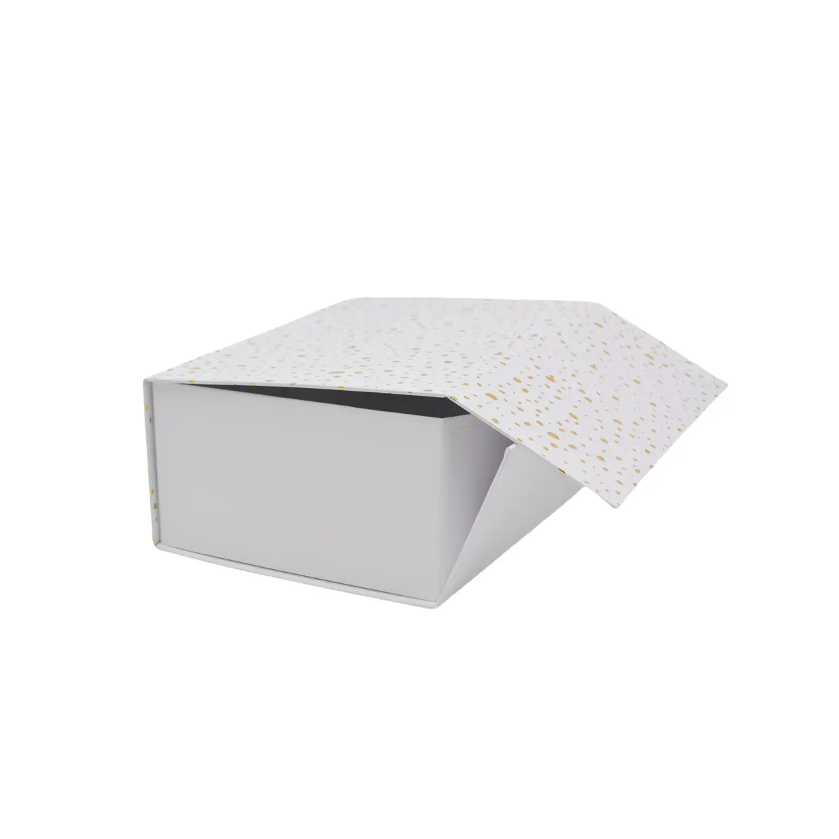Boîte cadeau pliable blanche à pois or 29x22x12cm – Paquet de 5 - Boites cadeaux carton pliables-2