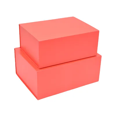 Boîte cadeau pliable rouge 33x25,5x14cm – Paquet de 5 - Boites cadeaux carton pliables-2