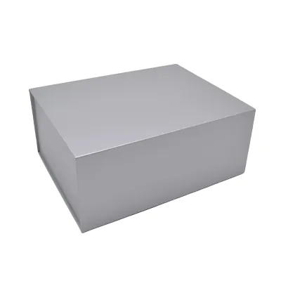 Boîte cadeau pliable argent 29x22x12cm – Paquet de 5 - Boites cadeaux carton pliables