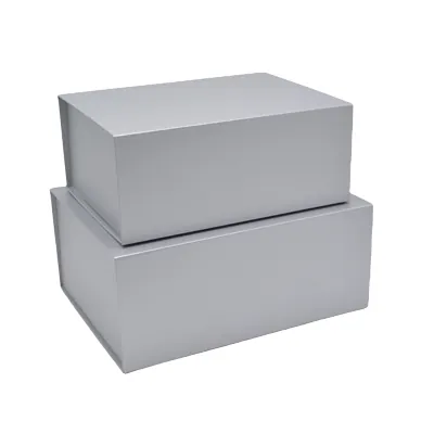 Boîte cadeau pliable argent 29x22x12cm – Paquet de 5 - Boites cadeaux carton pliables-2