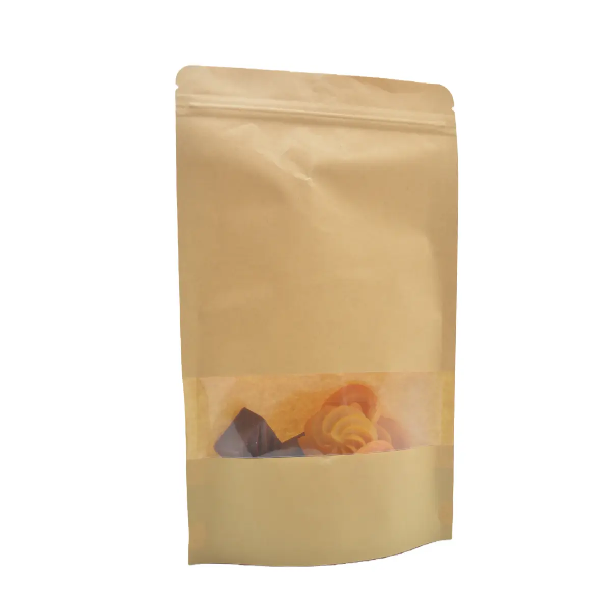 Sachet doypack avec fenêtre 250 ml 12 x 4 x 20 cm fermeture zip - Sachet stand up - Brun - Lot de 50 - Sachets doypacks-3