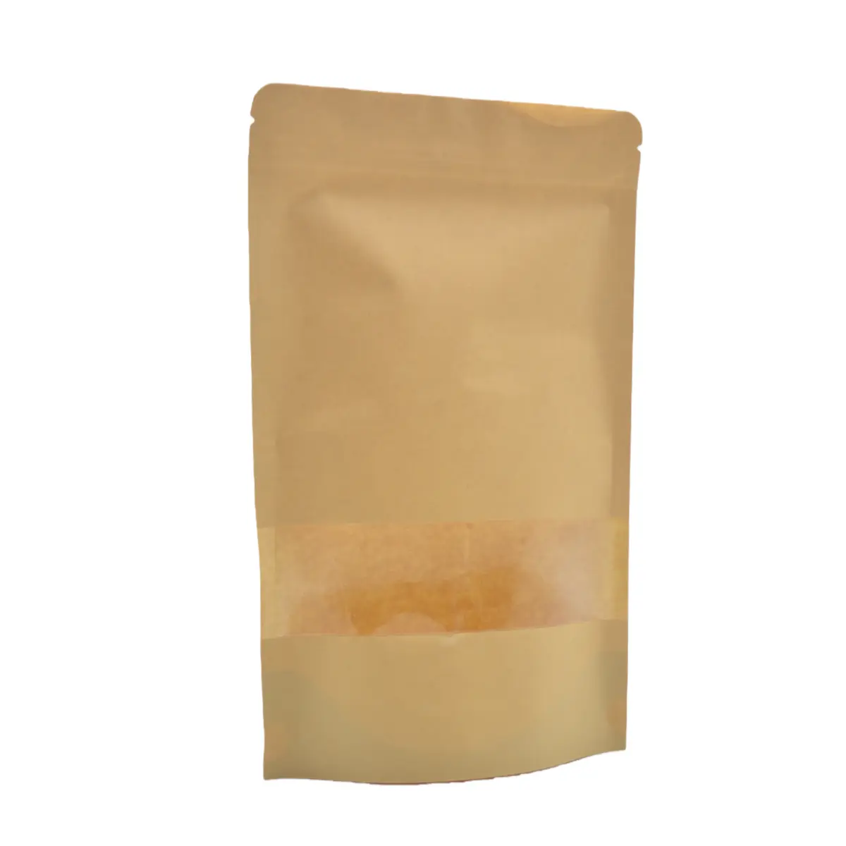 Sachet doypack avec fenêtre 750 ml 16 x 4 x 26 cm fermeture zip - Sachet stand up - Brun - Lot de 50 - Sachets doypacks