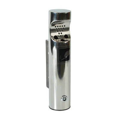 Cendrier mural - Chromé - L 6,2 x P 6,2 x H 28,5 cm - Cendriers professionnels