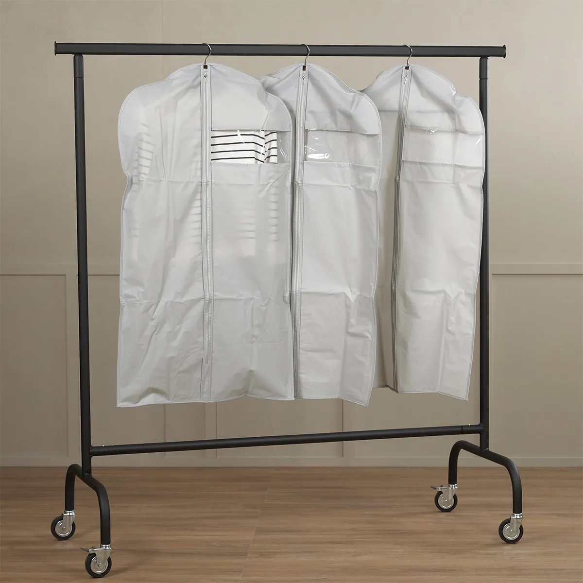 Housse vêtement en PEVA 60 x 110 cm Gris clair - Housse de protection vêtement - Lot de 5 - Housses à vêtements-4