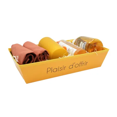 Corbeille carton rectangulaire Plaisir d'offrir 33 x 20 x 7,5 cm orange / marron, paquet de 10 - Corbeilles carton-2