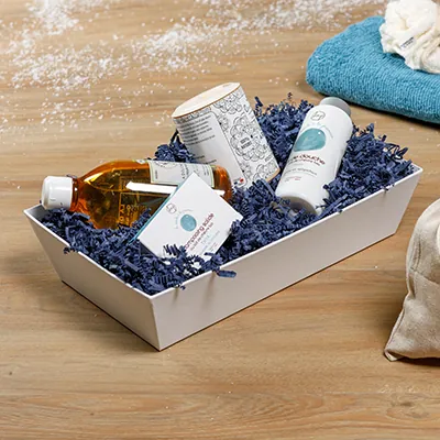 Corbeille carton rectangulaire blanc 33 x 20 x 7,4 cm, paquet de 10 - Corbeilles carton-1