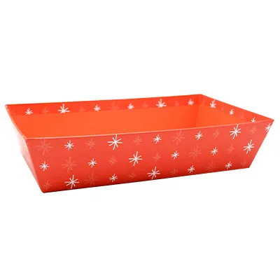 Corbeilles carton rectangulaire Étoiles 33 x 20 x 7,5 cm rouge / blanc, paquet de 10 - Corbeilles carton-1