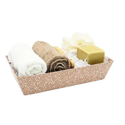 Corbeille carton rectangulaire Origami 33 x 20 x 7,5 cm cuivre / blanc, paquet de 10 - Corbeilles carton-2