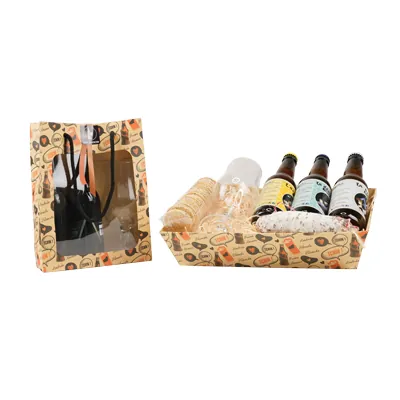 Sac kraft avec fenêtre pour 3 bières 33 cl 30 + 7 x 26 cm, paquet de 10 - Mètres de bières, Emballages pour bouteilles de bières-3