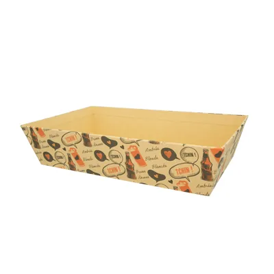 Corbeille carton rectangulaire Bière 33 x 20 x 7,5 cm brun / noir, paquet de 10 - Corbeilles carton