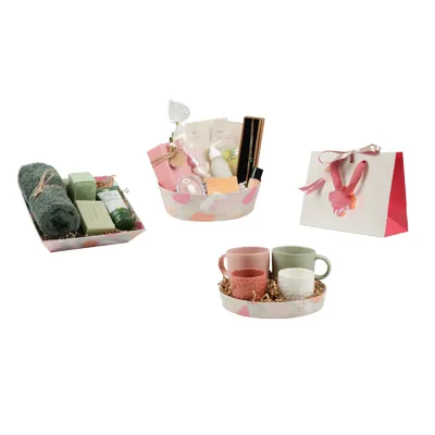 Corbeille carton ovale Beauté 26 x 19,3 x 8 cm beige clair / terracotta, paquet de 6 - Corbeilles carton-3