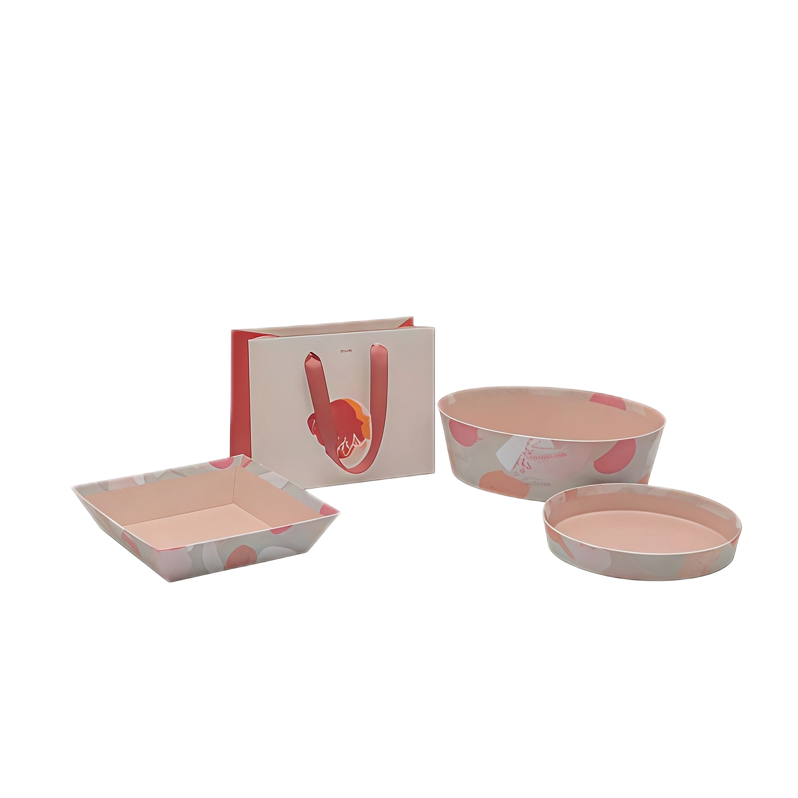 Corbeille carton carrée Beauté 20 x 20 x 5 cm beige clair / terracotta, paquet de 10 - Corbeilles carton-2
