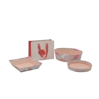 Corbeille carton ronde Beauté ø 20,5 x 3 cm beige clair / terracotta, paquet de 10 - Corbeilles carton-4
