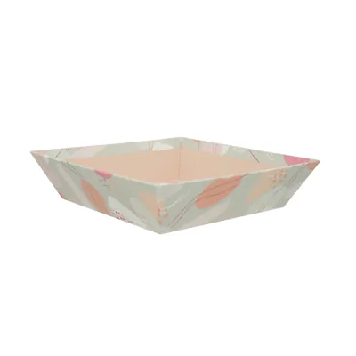 Corbeille carton carrée Beauté 20 x 20 x 5 cm beige clair / terracotta, paquet de 10 - Corbeilles carton