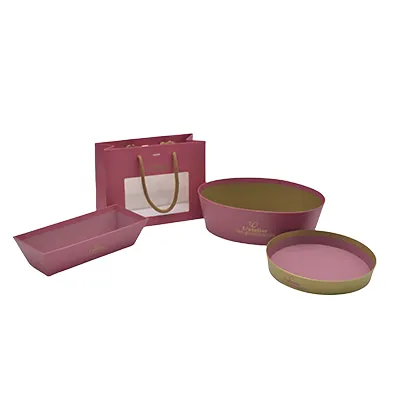 Corbeille carton ovale Épicerie fine 26 x 19,3 x 8 cm bordeaux / brun, paquet de 6 - Corbeilles carton-2