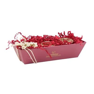 Corbeille carton rectangulaire Épicerie fine 24 x 10 x 6 cm bordeaux, paquet de 10 - Corbeilles carton-3