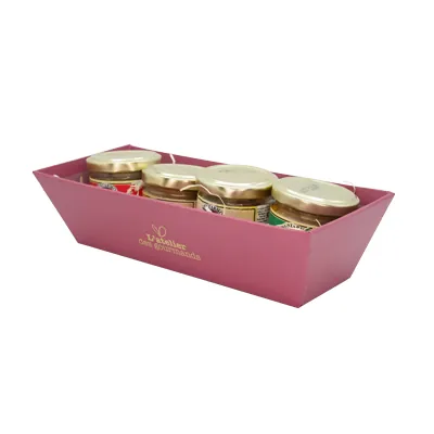 Corbeille carton rectangulaire Épicerie fine 24 x 10 x 6 cm bordeaux, paquet de 10 - Corbeilles carton-1