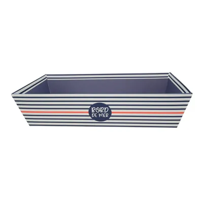 Corbeille carton rectangle Mer 33 x 20 x 7,5 cm bleu marine / blanc, paquet de 10 - Corbeilles carton