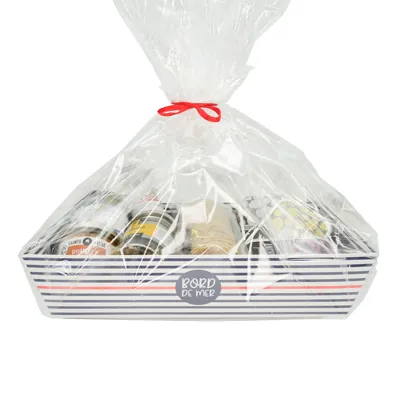 Corbeille carton rectangle Mer 33 x 20 x 7,5 cm bleu marine / blanc, paquet de 10 - Corbeilles carton-2