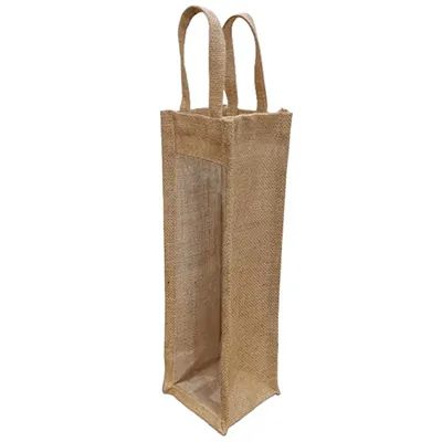 Sacs jute 1 bouteille à fenêtre - Sacs pour bouteilles de vin