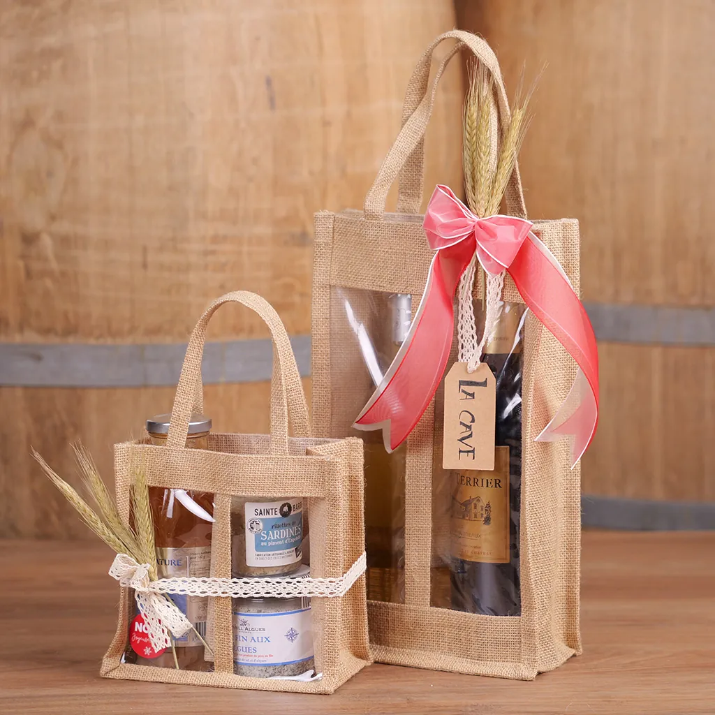 Sacs jute carré à fenêtre 2 pots - Sacs jute-2