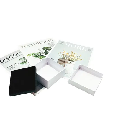 Écrin bijou plat pour Parure & Bracelet carton gaufré Blanc 7,5 x 7,5 x 3,5 cm insert velours - Boite bijoux – Lot de 20 - Écrins à bijoux, Coffrets à bijoux-2