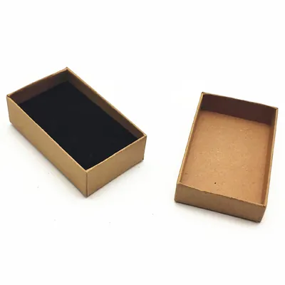 Écrin bijou plat pour Parure & Bracelet carton kraft brun 8,3 x 5 x 2,5 cm insert velours - Boite bijoux – Lot de 20 - Écrins à bijoux, Coffrets à bijoux-1