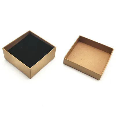 Écrin bijou pour Parure & Bracelet carton kraft brun 8 x 8 x 3,5 cm insert velours - Boite bijoux – Lot de 20 - Écrins à bijoux, Coffrets à bijoux-1