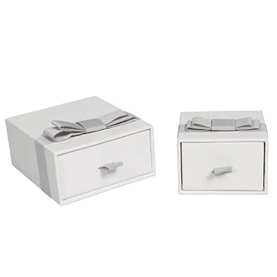 Écrins à bijoux blanc avec ruban gris - Petit modèle - Écrins à bijoux, Coffrets à bijoux-3