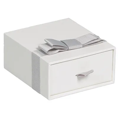 Écrins à bijoux blanc avec ruban gris - Grand modèle - Écrins à bijoux, Coffrets à bijoux